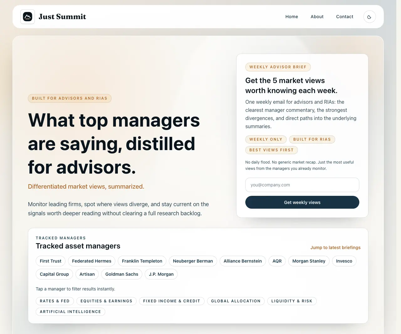 Just Summit homepage preview