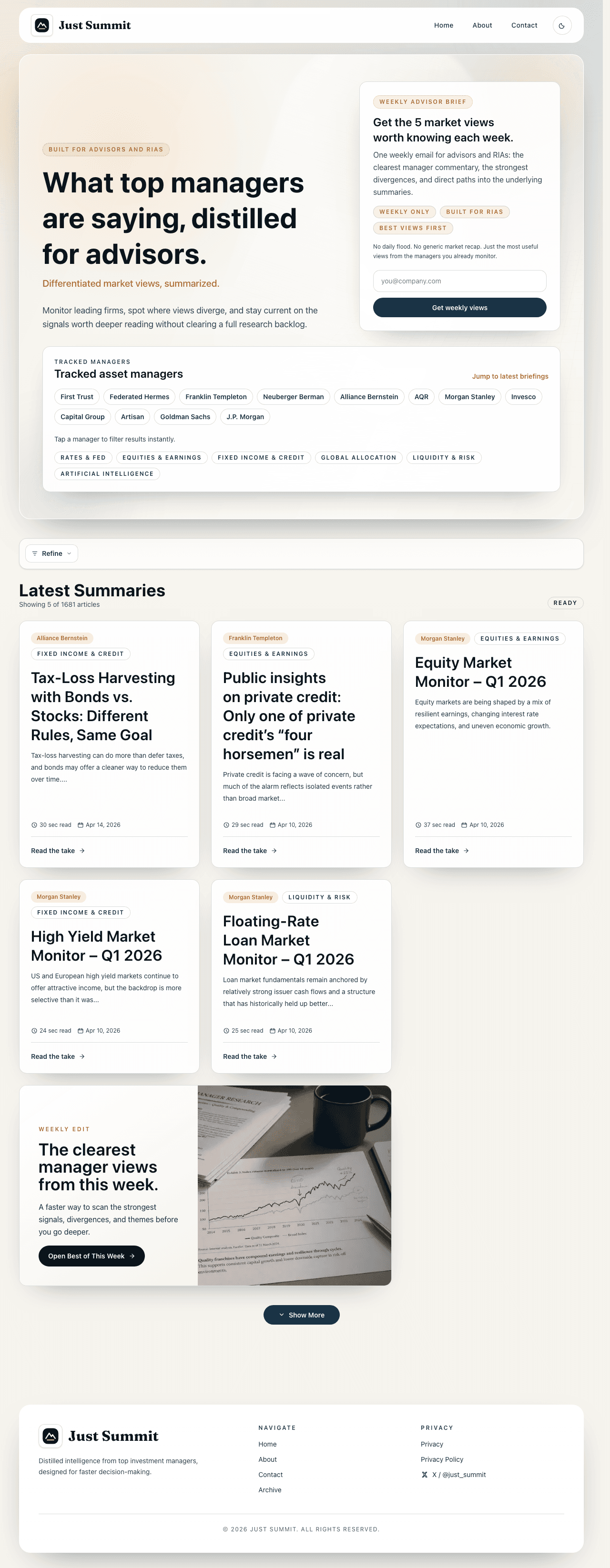 Just Summit homepage preview
